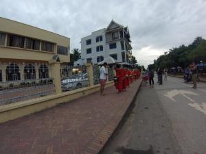 Early morning monk procession in Luang Prabang